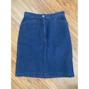 Talbots Petites Denim Stretch Skirt Mid- Knee Dark Wash - SIZE 4 -